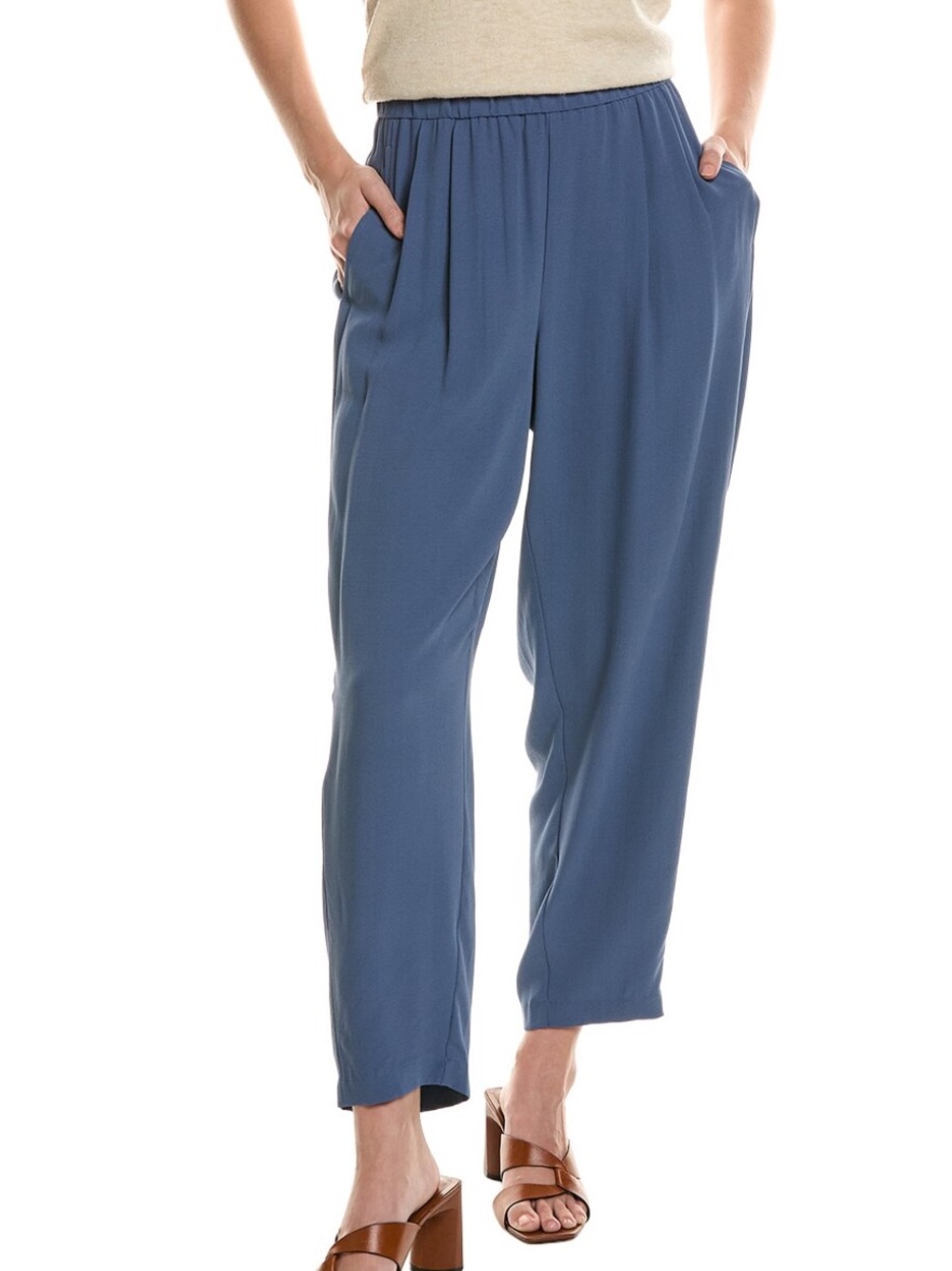 Eileen Fisher Pleated Silk Georgette Lantern Pants 1X Dusk Blue NWT $278